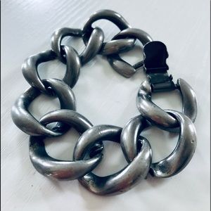 VTG 80s tungsten look XL Chain link 8”bracelet